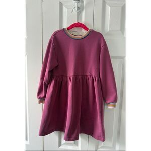 Hanna Andersson 6-7 Year Old Girls Rainbow Cuff Solid Cotton Dress